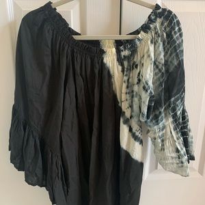 Black with side tie-dye off the shoulder top